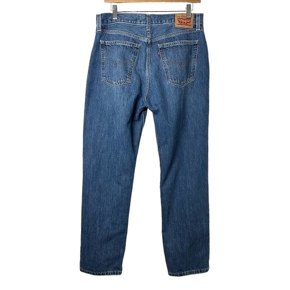 Levi’s Womens Low Pro Straight Jeans Size 30 Blue Medium Wash Distressed Cotton - Picture 3 of 10